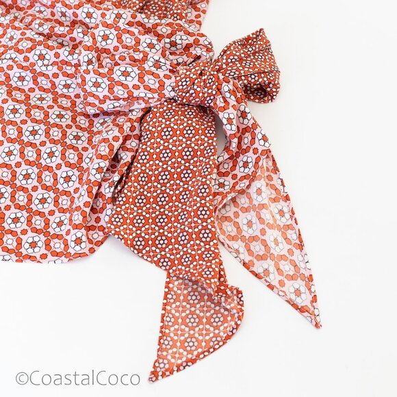 Sachin & Babi Wrap Blouse Top 8 Floral Asymmetric Puff Sleeve Retro Artsy Boho - Picture 6 of 14